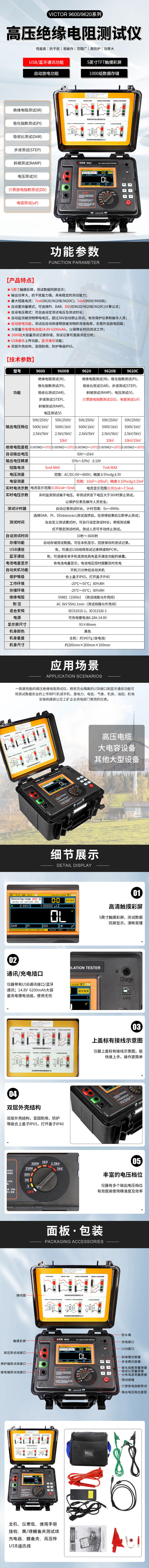 VICTOR 9600/9600B高压绝缘电阻测试仪