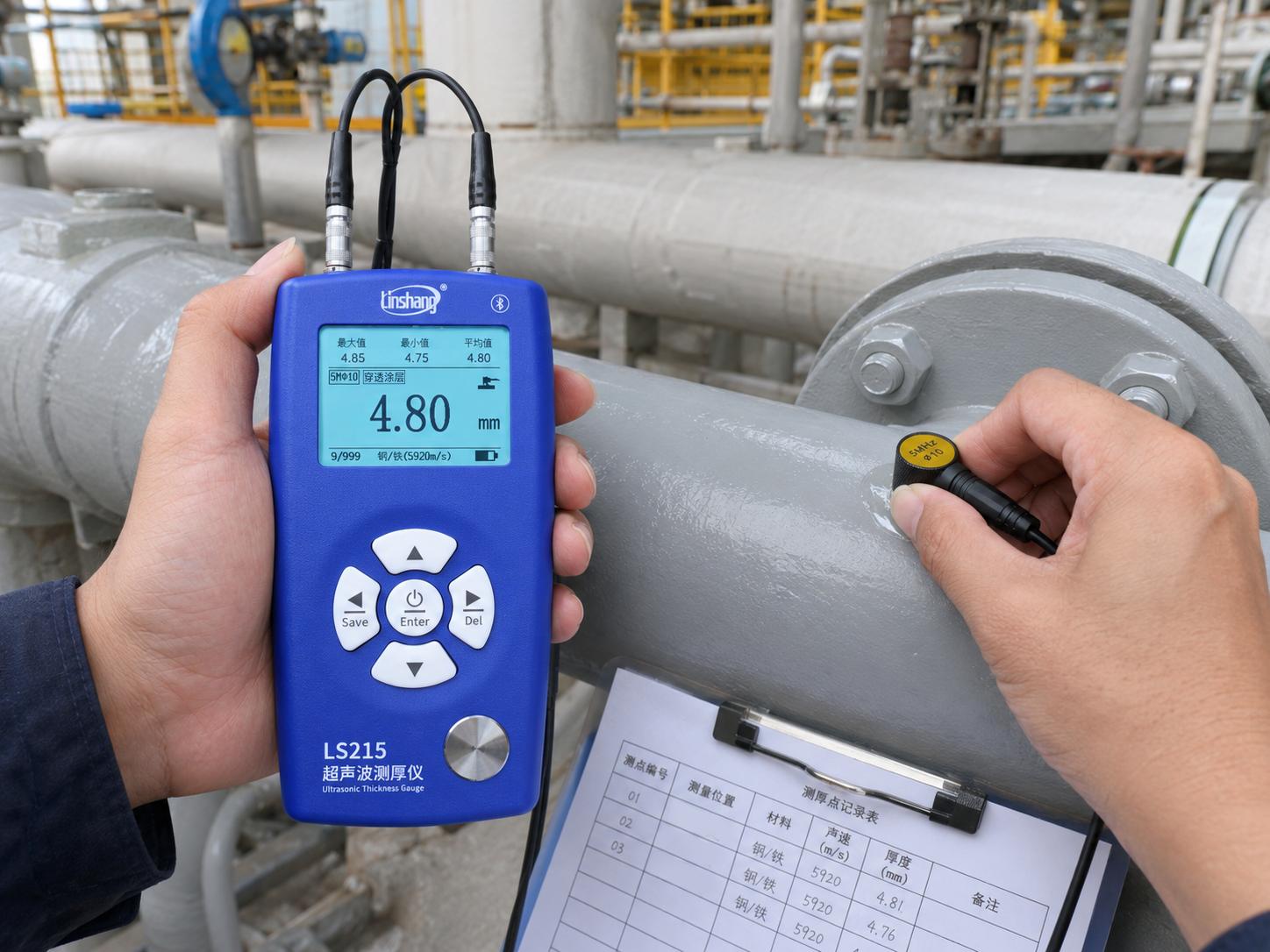 穿透涂层超声波测厚仪选型与管道储罐基材厚度检测方案