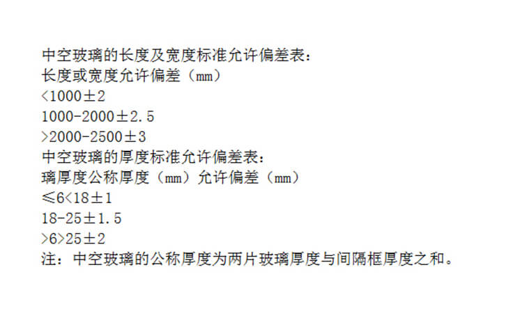 中空玻璃允许偏差表 中空玻璃允许偏差表