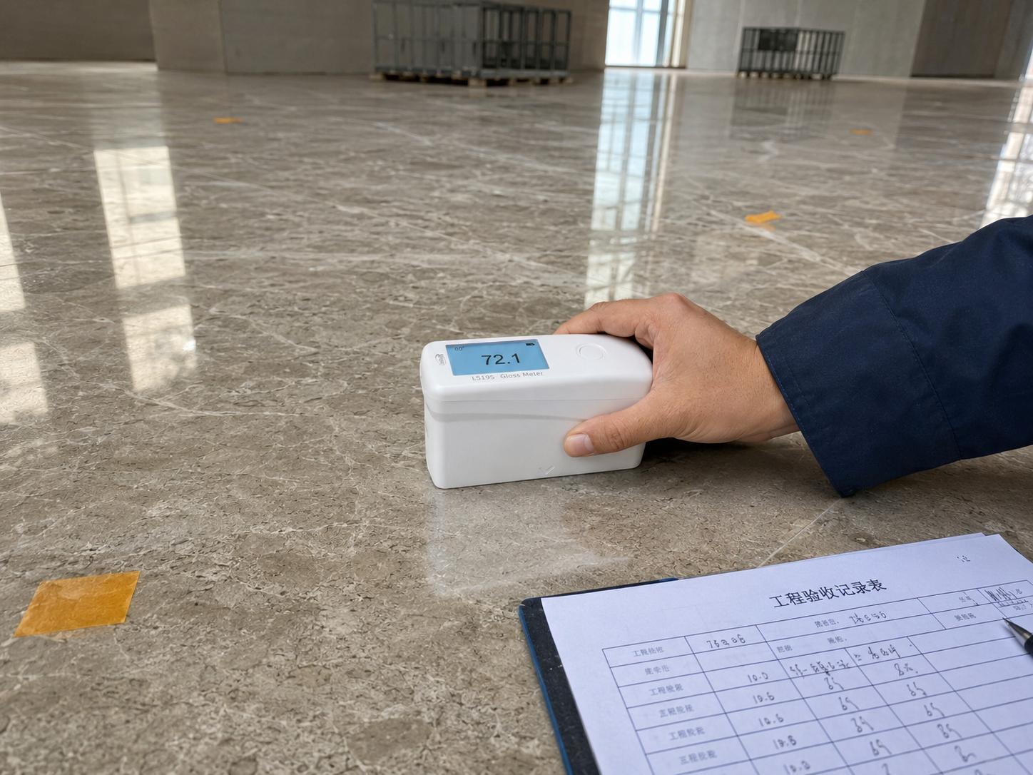 工程验收现场石材光泽复核 工程验收现场石材光泽复核