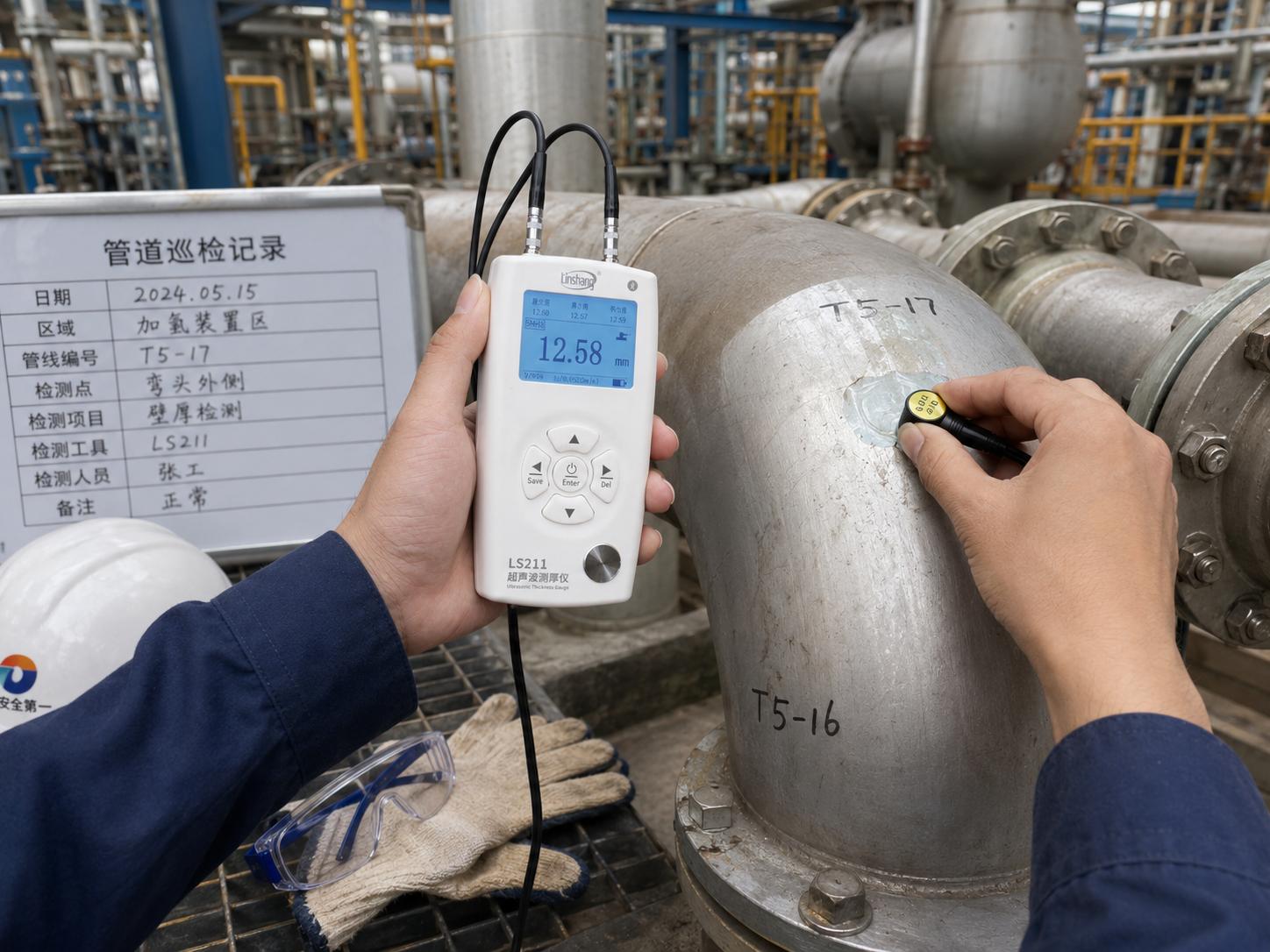 林上LS211数显超声波测厚仪：工业壁厚检测与数据管理方案